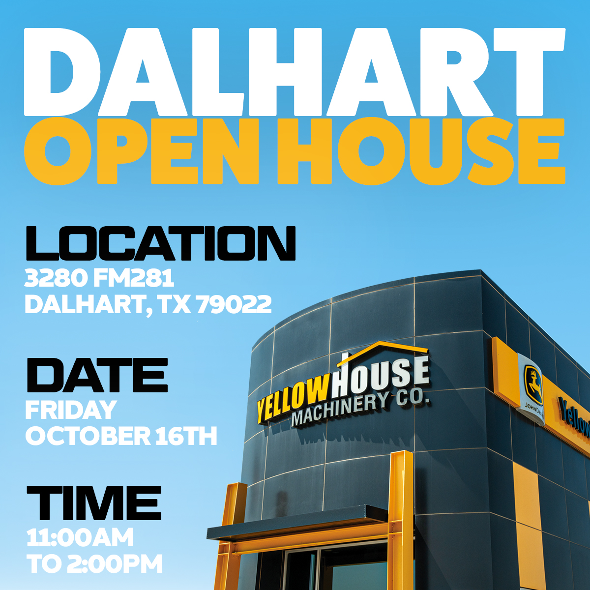 Yellowhouse Machinery Dalhart Open House in Dalhart, Texas on October 16, 2026